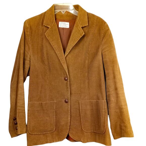 VINTAGE 1970's Cinnamon Brown Corduroy Blazer Jacket  Retro Academia Indie - Picture 1 of 5